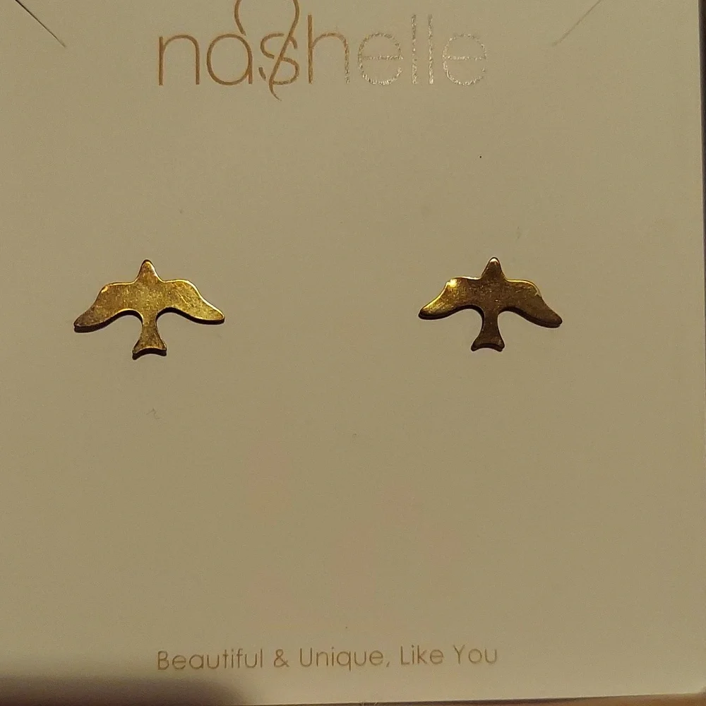 Nashelle Sterling Silver Dove Stud Earrings - Picture 3 of 4